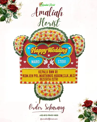 Karangan Papan Bunga Pernikahan di Sari Rejo